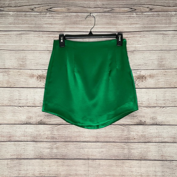 Zara Skirts Zara Green Satin Mini Skirt Size Small Poshmark